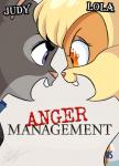 angry anthro blonde_hair blue_eyes breasts clothing duo eye_contact female hair looking_at_another movie_poster open_mouth parody poster poster_template simple_background teeth text title yelling nino5571_(artist) anger_management disney looney_tunes warner_brothers zootopia judy_hopps lola_bunny lagomorph leporid mammal rabbit hi_res