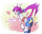 anthro breasts butt butt_slap clothed clothing female hair horn long_hair non-mammal_breasts purple_hair simple_background slap slapping_own_butt slapping_self spanking white_background zelen freedom_planet galaxytrail mythology sash_lilac aquatic_dragon dragon hybrid mammal marine mythological_creature mythological_scalie scalie