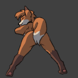 anthro ass_up eyes_closed male presenting rear_view solo tongue tongue_out veuper canid canine fox mammal 1:1 animated