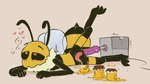 anal antennae_(anatomy) anthro blush bodily_fluids cum erection food fucking_machine genital_fluids genitals honey_(food) machine male milking_machine nude orgasm penetration penile penis penis_milking sex simple_background solo tail text unusual_bodily_fluids notsafeforwanking arthropod bee hymenopteran insect mammal digital_media_(artwork) english_text hi_res