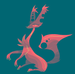 ambiguous_gender blade_tail blue_background ear_tuft feral red_body red_tail simple_background solo tail teal_background tuft naircat canid canine fox mammal 2015 aliasing binary_drawing digital_drawing_(artwork) digital_media_(artwork)