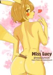 anthro bedroom_eyes big_butt blonde_hair blush bright brown_eyes butt butt_focus female genitals hair narrowed_eyes nude nude_anthro nude_female pokemorph pose presenting presenting_hindquarters pussy seductive sexy_eyes side_view slippery solo tail thick_thighs wide_hips yellow_body misslulumochi nintendo pokemon generation_1_pokemon pikachu pokemon_(species) painting_(artwork) pinup portrait three-quarter_portrait watercolor_(artwork)