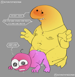 anal anal_penetration belly blush butt condom cross cross_necklace duo humanoid_on_humanoid jewelry male male/male navel necklace nipples not_furry obscured_penetration overweight overweight_male penetration penile penile_penetration penis_in_ass sexual_barrier_device shallow_penetration toony wearing_condom royroyfreeman adult_swim cartoon_network smiling_friends charlie_dompler pim_pimling critter_(smiling_friends) humanoid hi_res