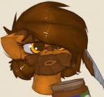 amber_eyes brown_hair butter_knife container cutlery female food hair hair_over_eye half-closed_eyes kitchen_knife kitchen_utensils knife narrowed_eyes one_eye_obstructed peanut_butter solo tools unimpressed marsminer hasbro my_little_pony fan_character venus_spring equid equine horse mammal pony 2017 headshot_portrait portrait