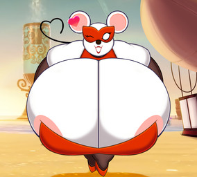 anthro areola areola_slip beach big_areola big_breasts breasts cleavage clothed clothing fat_arms female footwear heart_symbol heart_wink high_heels huge_breasts hyper hyper_breasts mask obese obese_female one_eye_closed overweight overweight_female presenting presenting_breasts sea shoes shore shoreline solo water wearing_mask wink pakaproductions mario_bros nintendo paper_mario ms._mowz little_mouser mammal mouse murid murine rodent