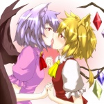 blonde_hair blush bodily_fluids breasts clothing crystal duo eye_contact fangs female female/female french_kissing grey_hair hair hand_holding kissing looking_at_another membrane_(anatomy) membranous_wings ponytail purple_hair red_eyes saliva short_hair side_ponytail small_breasts teeth white_body white_skin wings young young_female young_humanoid soubi touhou flandre_scarlet remilia_scarlet animal_humanoid canid canid_humanoid canine canine_humanoid canis humanoid mammal mammal_humanoid vampire wolf wolf_humanoid 1:1 incest_(lore) sibling_(lore) sister_(lore)