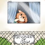 :< >:c angry anthro beware_of_dog biped black_eyes black_nose building chain-link_fence cheek_tuft clothing countershade_face countershade_torso countershading curtains dipstick_ears ear_markings ears_back facial_tuft female fence frown fur glare green_clothing hair half-closed_eyes head_tilt house humor inside long_hair looking_at_viewer multicolored_body multicolored_ears multicolored_fur narrowed_eyes orange_body orange_fur orange_hair pivoted_ears plant shirt shrub sign solo tan_body tan_countershading tan_fur tank_top text toony topwear tuft two_tone_body two_tone_fur window meeka-kun meeka_(meeka-kun) canid canine canis domestic_dog mammal shiba_inu spitz 1:1 2017 digital_drawing_(artwork) digital_media_(artwork) english_text low_res