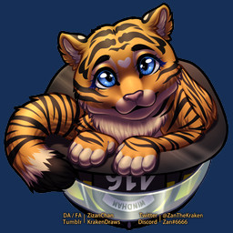 ambiguous_gender armor blue_eyes chibi clothing eyelashes female feral firefighter_helmet fur hat headgear headwear helmet looking_at_viewer multicolored_body multicolored_fur paws smile solo zankraken felid mammal pantherine tiger 1:1 alpha_channel signature