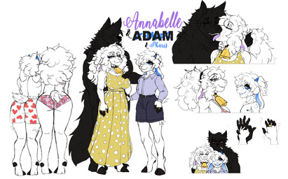 2_horns anthro bell bell_collar big_breasts biped black_body black_fingers black_fur black_hair black_hooves black_tongue blue_bottomwear blue_clothing blue_freckles blue_horn blue_inner_ear blue_nipples blue_sclera blue_shirt blue_shorts blue_topwear bodily_fluids bottomwear boxers_(clothing) boxers_only braces breasts butt cigarette cigarette_in_mouth clothed clothing cloven_hooves collar collared_shirt cuckold dewclaw_hooves digit_ring dress drooling eye_through_hair eyebrow_through_hair eyebrows female female_anthro femboy flower_underwear freckled_face freckles french_kissing front_view fur group hair heart_clothing heart_symbol heart_underwear hooves horizontal_pupils horn humanoid_hands jewelry kissing licking_tongue male male/female male_anthro married_couple muscular muscular_anthro muscular_male nipples nude nude_anthro nude_male object_in_mouth panties panties_only polka_dot_dress pupils purple_inner_ear purple_tongue rear_view red_eyes ring saliva shirt shorts side_view simple_background smile teeth text tongue tongue_out topless topwear translucent translucent_hair trio underwear underwear_only unguligrade wedding_ring white_background white_body white_fur white_pupils yellow_clothing yellow_dress butcher_pal adam_manchester annabelle_(lizarian) pharis_(lizarian) bovid canid canine canis caprine hybrid mammal procyonid raccoon sheep wolf 2025 absurd_res bust_portrait colored digital_drawing_(artwork) digital_media_(artwork) full-length_portrait hi_res model_sheet portrait