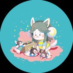 ambiguous_gender anthro clothed clothing fur group hair open_mouth simple_background text topwear white_body white_fur biba undertale undertale_(series) bob_(undertale) temmie_(undertale) canid canine felid feline mammal tem 1:1 alpha_channel