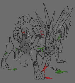 acid all_fours anthro balls barely_visible_genitalia black_sclera blood bodily_fluids bound breasts butt cum cum_in_vagina cum_inside defeated dominant dominant_female duo fangs feet female femboy genital_fluids genitals gradient hug knife male male/female nervous penis scratches sex smile sweat tail tail_coil teeth trapped wounded regularex alien_(franchise) mythology apollo_caelum fan_character alien dragon mythological_creature mythological_scalie scalie xenomorph xenomorph_queen 2025 absurd_res hi_res sketch