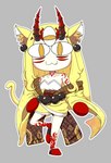 3_eyes :3 asian_clothing biped blonde_hair chibi clothing cute_fangs ear_piercing east_asian_clothing fangs female grey_background hair horn inner_ear_fluff japanese_clothing leg_markings looking_at_viewer markings multi_eye on_one_leg pale_skin piercing red_horn red_markings red_tattoo simple_background socks_(marking) solo standing tail tattoo teeth tuft yellow_ears yellow_eyes yellow_tail poethewondercat asian_mythology east_asian_mythology fate_(series) japanese_mythology mythology tsukihime type-moon berserker_ibaraki-douji ibaraki-douji_(fate) neco-arc animal_humanoid cat_humanoid demon demon_humanoid felid felid_humanoid feline feline_humanoid horned_humanoid humanoid mammal mammal_humanoid oni yokai 2021 digital_media_(artwork)