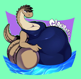 4_fingers after_vore anthro belly big_belly big_breasts big_butt bloated blue_clothing blue_swimwear breasts butt cleavage clothed clothing digestion_noises female fingers huge_belly long_neck long_tail obese obese_anthro obese_female overweight overweight_anthro overweight_female partially_submerged rumbling_stomach scales simple_background solo spikes spikes_(anatomy) swimwear tail tan_body tan_scales thick_tail vore wide_hips boot_(artist) wadi_(boot) reptile scalie snake viper 2021