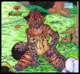 5_fingers anthro areola biped black_border border breasts clock dialogue duo female female_anthro fingers forest forest_background fur genitals hair markings nature nature_background nipples nude open_mouth pawpads paws plant ring simple_background speech_bubble spots spotted_body spotted_fur tail text tree vulva watch cougar_leon marvel autumn_williams hysteria_klyntar javier_hernandez manic_klyntar humanoid hyena mammal spotted_hyena symbiote werecreature werehyena 2023 character_request colored colored_pencil_(artwork) comic english_text graphite_(artwork) hi_res traditional_media_(artwork)