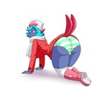 anthro blue_hair butt clothing cosplay eyewear female glasses green_eyes hair looking_at_viewer panties presenting presenting_hindquarters solo underwear white_clothing white_underwear lonbluewolf nintendo pokemon dawn_(pokemon) filomena_(aj_the_flygon) pokemon_trainer generation_4_pokemon pokemon_(species) weavile 6:5 hi_res