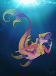 anthro female mermaid_tail mermare outline pink_mermare pose sea smile solo split_form water sunny_way friendship_is_magic hasbro my_little_pony equid equine fish horse mammal marine merfolk pony 2022 comic digital_media_(artwork) hi_res pinup