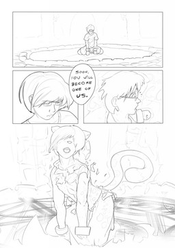 bound chain chained cuff_(restraint) dialogue eyewear femboy glasses magic magic_circle male offscreen_character restraints shackles solo tail text transformation javkiller tamarik felid human mammal 2010 comic digital_drawing_(artwork) digital_media_(artwork) english_text greyscale hi_res monochrome