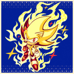 ambiguous_gender anthro blue_background border clothing fire fist footwear gloves handwear looking_at_viewer pupils quills_(anatomy) red_clothing red_eyes red_footwear red_shoes shoes simple_background smile solo standing white_border white_clothing white_gloves white_handwear white_pupils yellow_body nkognz sega sonic_the_hedgehog_(series) sonic_the_hedgehog super_sonic eulipotyphlan hedgehog mammal 1:1 male_(lore)