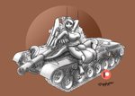 anthro big_breasts bottomwear breasts bulge clothing gynomorph intersex looking_at_viewer m47_patton pants shirt sitting solo tank tank_top topwear vehicle wings igglypou canid canine canis hybrid mammal wolf absurd_res hi_res sketch