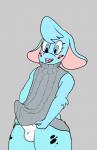 anthro bulge butt clothed clothing erection genitals grey_background male penis presenting simple_background solo sweater topwear virgin_killer_sweater futaloliisbest meme_clothing muscle_mouse mammal mouse murid murine rodent hi_res meme