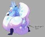 anthro anus backsack balls belly big_anus big_balls big_belly big_butt big_tail biped blue_anus blue_body blue_ears blue_fur blue_tail butt directional_arrow fur genitals grey_background head_tuft horn huge_anus huge_balls huge_belly huge_butt hyper hyper_anus leg_markings looking_at_viewer looking_back looking_back_at_viewer male male_anthro markings multicolored_body multicolored_fur nude obese obese_anthro obese_male overweight overweight_anthro overweight_male presenting presenting_anus presenting_balls presenting_hindquarters puffy_anus raised_tail simple_background smile socks_(marking) solo standing tail text thick_tail three-quarter_view tuft two_tone_body two_tone_fur white_body white_fur white_tail kinkaxa kink_(kinkaxa) furred_scalie scalie 2023 colored digital_media_(artwork) english_text full-length_portrait hi_res portrait shaded