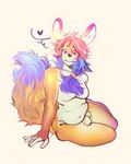 anthro belly femboy fluffy fluffy_tail hair heart_symbol long_ears male pink_hair solo tail junkochi 4:5 absurd_res hi_res tagme