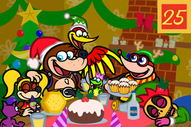 4_fingers age_difference anthro arms_bent backpack baubles beak bell_hat belly big_nose black_body black_claws black_fur black_nose blonde_hair blue_backpack blue_eyes bone bottle bottomwear brown_body brown_fur cake candle chair christmas_clothing christmas_headwear christmas_tree claws closed_smile clothed clothed_anthro clothed_female clothed_male clothing container cookie crown cup cupcake dessert eggnog elf_hat eyelashes eyes_closed eyewear fake_antlers fake_horns feathers female female_anthro female_feral feral finger_claws fingers fire fireplace food fruit_cake fur furniture garland glasses green_body green_clothing green_eyes green_hat green_headwear green_shirt green_skin green_topwear group hair hand_on_head happy hat head_on_table headgear headwear holding_cookie holding_food holding_fork holding_knife holding_object holding_plate holding_plushie holidays holly_(plant) honeycomb inside knife larger_anthro larger_male light lit_candle looking_at_another magic_user male male_anthro male_humanoid mouth_closed multicolored_body multicolored_skin no_eyebrows number older_anthro older_male on_chair open_beak open_mouth open_smile pants party_hat pattern_clothing pattern_scarf pigtails pink_tongue plant plushie purple_body purple_bottomwear purple_clothing purple_eyelids purple_hands purple_skin purple_tail red_body red_bow red_clothing red_eyewear red_feathers red_glasses red_nose red_shirt red_tank_top red_topwear round_glasses santa_hat scarf shaman shirt shirtless_anthro shirtless_male shorts sitting sitting_on_chair size_difference skull skull_head smaller_anthro smaller_female smaller_humanoid smile smiling_at_another striped_clothing striped_scarf stripes table tail tan_body tan_inner_ear tan_skin tank_top text_box tongue tooth_necklace topwear tree tribal_spellcaster two_tone_body two_tone_skin wall_(structure) whisker_spots yellow_beak yellow_belly yellow_bottomwear yellow_clothing yellow_scarf yellow_shorts yellow_wall young young_anthro young_female younger_anthro younger_female captainquack64 banjo-kazooie christmas rareware banjo_(banjo-kazooie) bottles_(banjo-kazooie) kazooie mumbo_jumbo_(banjo-kazooie) tooty avian bear breegull brown_bear eulipotyphlan humanoid jinjo mammal mole_(animal) ursine 2025 colored digital_drawing_(artwork) digital_media_(artwork) english_description hi_res lighting brother_(lore) brother_and_sister_(lore) sibling_(lore) sister_(lore)