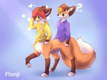 ambiguous_gender animal_genitalia big_tail clothing conjoined duo genitals hoodie multifur paws sheath shirt tail topwear young flonji canid canid_taur canine canine_taur fox fox_taur mammal mammal_taur taur two_taur unusual_taur 4:3