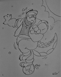 3_toes 4_fingers anthro biped bodily_fluids bottomwear clothing earth feet fingers hat headgear headwear macro pants planet shirt solo sun surprised sweat toes topwear anubiis_werewolf brok_the_investigator cowcat_games brok_(brok_the_investigator) alligator alligatorid crocodilian reptile scalie 2022 hi_res monochrome