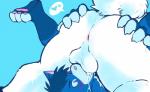 69_position anus balls blue_body blue_fur blush bodily_fluids cum cum_drip cum_in_mouth cum_inside dripping duo fur genital_fluids genitals heart_symbol male masturbation one_eye_closed oral sex simple_background white_body white_fur tohfu azureblues domestic_cat felid feline felis mammal 2017 hi_res