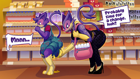anthro big_diaper bodily_fluids diaper diaper_check drooling female genital_fluids grocery_store huge_diaper leaking_diaper male public saliva text unclean_diaper urine wetting pixxystick nintendo pokemon felid feline generation_5_pokemon liepard mammal pokemon_(species) purrloin 16:9 absurd_res english_text hi_res widescreen mother_(lore) mother_and_child_(lore) mother_and_son_(lore) parent_(lore) parent_and_child_(lore) parent_and_son_(lore) son_(lore)