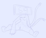 2_tails ambiguous_gender anthro breasts female genitals multi_tail nude pussy small_breasts solo tail thefoxxhole cassette_beasts cat-5_(cassette_beasts) domestic_cat felid feline felis humanoid mammal absurd_res blue_and_white hi_res monochrome