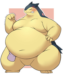 4_fingers angry anthro anthrofied belly belly_jiggle big_belly biped black_body black_ears black_fur blush blush_lines clenched_teeth cross-popping_vein disembodied_hand duo eyes_closed featureless_crotch fingers fist front_view fur hand_on_hip jiggling kemono male male_anthro moobs multicolored_body multicolored_fur navel nude nude_anthro nude_male obese obese_anthro obese_male overweight overweight_anthro overweight_male pokemorph solo_focus standing teeth thick_thighs two_tone_body two_tone_fur yellow_body yellow_fur 0907_kapi nintendo pokemon generation_2_pokemon mammal pokemon_(species) typhlosion 2025 animated colored digital_media_(artwork) full-length_portrait hi_res loop no_sound portrait shaded short_playtime video
