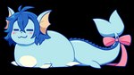 ambiguous_gender blue_body blue_hair blush bow_ribbon bread_loaf dorsal_fin eyes_closed feral fin hair lying solo tail white_body milkychocoflan nintendo pokemon ruka_vaporeon eeveelution generation_1_pokemon pokemon_(species) vaporeon alpha_channel