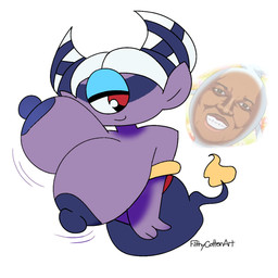 1_eye big_breasts blue_eyes blue_eyeshadow breasts cleavage clothed clothing dialogue duo eyelashes eyeshadow female horn huge_breasts looking_at_viewer makeup male nipples not_furry open_mouth pointy_ears purple_body purple_nipples red_eyes simple_background smile smiling_at_viewer text topless white_background unfortu-nate asian_mythology east_asian_mythology japanese_mythology level-5 mythology yo-kai_watch insomni whisper_(yo-kai_watch) ghost humanoid spirit yokai 1:1 2026 digital_media_(artwork) english_text hi_res