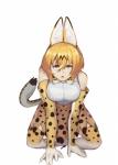 all_fours animal_humanoid blonde_hair breasts cinko clothed clothing felid felid_humanoid feline feline_humanoid female hair hi_res humanoid inner_ear_fluff kemono_friends looking_at_viewer mammal mammal_humanoid open_mouth serval-chan serval_humanoid solo tuft yellow_eyes