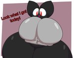 anthro big_butt black_body butt exclamation_point female genitals holding_object holding_penetrable_sex_toy holding_sex_toy huge_butt huge_hips huge_thighs hyper hyper_butt hyper_hips hyper_thighs nude open_mouth penetrable_sex_toy pussy red_eyes sex_toy solo text thick_thighs wide_hips cyandrive98 batt_the_bat bat mammal absurd_res english_text hi_res