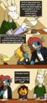 alphys asriel_dreemurr boss_monster_(undertale) bovid caprine comic corn dialogue eating english_text eye_patch eyewear female fish food frisk_(undertale) fur furniture hi_res holidays horn human humor lizard long_ears male mammal marine monster_kid plant potoobrigham reptile scalie table text thanksgiving undertale undertale_(series) undyne white_body white_fur