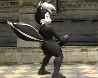 anthro athletic big_penis black_body black_fur blue_eyes butt fur genitals glans looking_at_viewer looking_back looking_back_at_viewer male masturbation nude penile penile_masturbation penis pink_glans shallow_water solo two-handed_masturbation vein veiny_penis water redalertnsfwalert kabalmystic_(modeler) archie_comics sega sonic_the_hedgehog_(archie) sonic_the_hedgehog_(comics) sonic_the_hedgehog_(series) geoffrey_st._john humanoid mammal mephitid skunk 3d_(artwork) digital_media_(artwork) full-length_portrait portrait source_filmmaker_(artwork) watermark