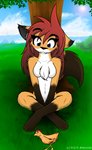 anthro breasts featureless_breasts female grass hair plant solo tree jknewlife sara_aria avian bird canid canine chicken fox galliform gallus_(genus) mammal phasianid hi_res