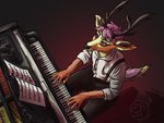 anthro clothed clothing keyboard_instrument male musical_instrument piano playing_music playing_piano solo sydney_onmars deer mammal 4:3 hi_res