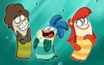 accessory afro ambiguous_gender anthro bangs barbel_(anatomy) blue_body braces bubble facial_hair fin glistening glistening_body green_body group hair head_fin headband open_mouth open_smile orange_body pectoral_fin red_hair smile star striped_body stripes tail tail_fin toony toothy_grin trio underwater water elixirxsczjx13 fish_hooks bea_goldfishberg milo_(fish_hooks) oscar_(fish_hooks) betta_(genus) catfish cyprinid cypriniform fish goldfish gourami hybrid marine siamese_fighting_fish 16:10 widescreen brother_(lore) brothers_(lore) sibling_(lore)