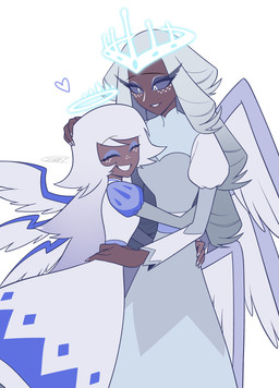 clothed clothing duo eyes_closed feathered_wings feathers female hug multi_wing not_furry wings enaic31 hazbin_hotel hellaverse emily_(hazbin_hotel) sera_(hazbin_hotel) angel angel_humanoid humanoid seraph_(angel) absurd_res hi_res sibling_(lore) sister_(lore) sisters_(lore)