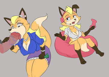anthro anthro_penetrated big_breasts big_penis biped black_ears black_eyes black_markings black_nose blonde_hair blue_clothing bottomwear bracelet breasts cleavage clothed clothing controller countershade_face countershade_torso countershading digitigrade dipstick_tail disembodied_penis duo electronics erection eyebrows fellatio female game_controller gem genitals glans gloves_(marking) hair hand_on_penis headgear headphones headset holding_controller holding_game_controller holding_money holding_object humanoid_genitalia humanoid_penis jewelry leg_markings lipstick_on_penis long_hair looking_aside male male/female markings money multicolored_body narrowed_eyes necklace open_mouth oral oral_penetration pearl_(gem) pearl_necklace pencil_skirt penetration penile penile_penetration penis penis_in_mouth prostitution sex shirt sitting skirt socks_(marking) solo standing tail tail_markings tied_shirt tongue tongue_out topwear two_tone_body white_body white_markings yellow_body stupidgnoll vulpwood zoey_vulpwood canid canine fox mammal 2019 hi_res multiple_images