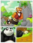 2016 anthro bear clothed clothing comic dreamworks duo felid female food fur giant_panda hi_res kung_fu_panda male mammal master_po_ping master_tigress outside overweight pantherine plant rabid sky stripes tiger tree