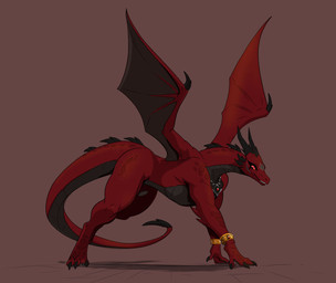 3_toes 4_fingers all_fours bodily_fluids bracelet dialogue fangs feet female feral fingers glowing horn jewelry red_eyes smile solo tail teeth text toes wings apollyondragon mythology lilith_(apollyondragon) dragon mythological_creature mythological_scalie scalie 2025 better_version_at_source bust_portrait digital_media_(artwork) english_text portrait signature