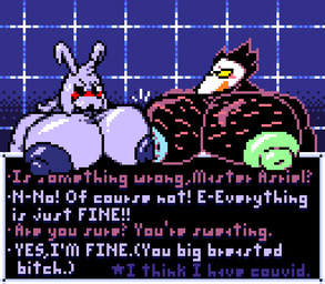 anthro big_breasts big_muscles big_nipples big_pecs blush bodily_fluids body_hair breasts chest_hair dialogue duo eye_contact eyewear flustered gameplay_mechanics glasses hair head_tuft horn huge_breasts huge_muscles huge_nipples huge_pecs hyper hyper_muscles hyper_nipples hyper_pecs jealous long_hair looking_at_another male male/male muscular muscular_male nipples oblivious pec_squish pecs pecs_frottage profanity size_difference sweat text tuft felineflustered deltarune undertale undertale_(series) asriel_dreemurr_(god_form) swatch_(deltarune) avian bird boss_monster_(undertale) bovid caprine darkner goat mammal swatchling bust_portrait digital_media_(artwork) english_text pixel_(artwork) portrait busty_boy_(lore) male_(lore)
