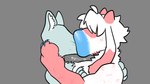 ambiguous_gender anthro blue_body blue_fur blue_lips donut_mouth duo face_pull face_suck fur grey_background hand_on_back hand_on_cheek hand_on_chest hyper hyper_lips kiss_on_lips kissing lips male male/ambiguous pink_body pink_fur pulling_face simple_background thick_lips tugging white_body white_fur midnite_fsnax rox_(midnite_fsnax) bovid caprine goat hybrid mammal 16:9 hi_res widescreen trans_(lore) trans_man_(lore)