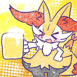 >o< alcohol ambiguous_anthro ambiguous_gender anthro beer beer_mug beverage biped blush blushing_profusely bodily_fluids dipstick_tail eyes_closed focus_lines food front_view holding_beverage holding_object markings object_in_tail open_:3 open_mouth open_smile shrimp_(food) simple_background smile snout solo standing sweat sweatdrop tail tail_markings annyui0611 nintendo pokemon braixen canid generation_6_pokemon mammal pokemon_(species) 1:1 2023 digital_drawing_(artwork) digital_media_(artwork) hi_res japanese_description portrait three-quarter_portrait translated_description