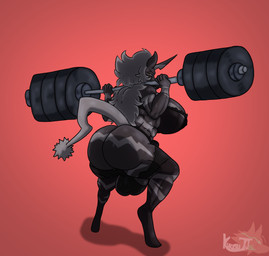 anthro backsack balls bellator big_balls big_breasts breasts butt genitals grin gynomorph huge_balls huge_breasts intersex lifting muscular muscular_anthro rear_view smile solo weights christopherberry1 kurisutj nintendo pokemon equid equine generation_5_pokemon horse mammal pokemon_(species) zebstrika absurd_res hi_res